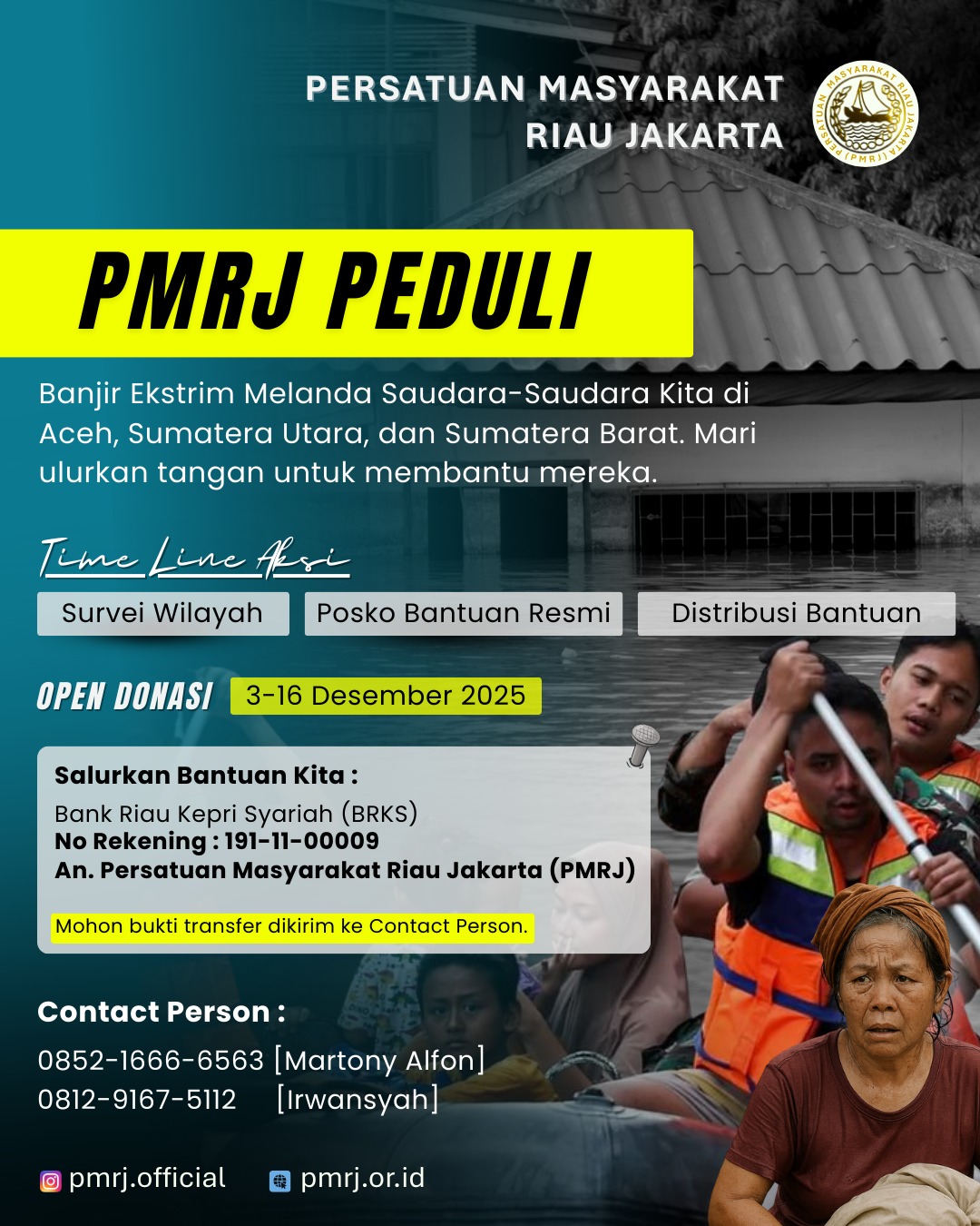 PMRJ Peduli: Aksi Kemanusiaan untuk Korban Banjir Ekstrem di Aceh, Sumatera Utara, dan Sumatera Barat